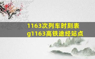 1163次列车时刻表 g1163高铁途经站点